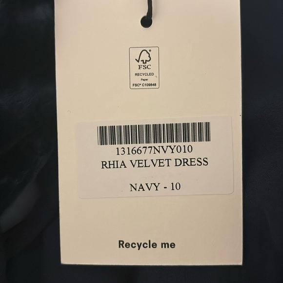 Reformation Rhia Velvet Dress Blue - Size 10 - Picture 4 of 6